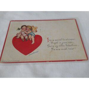Vintage Valentine's Postcard 1917 posted w/ stamp Children Fairy Embossed
